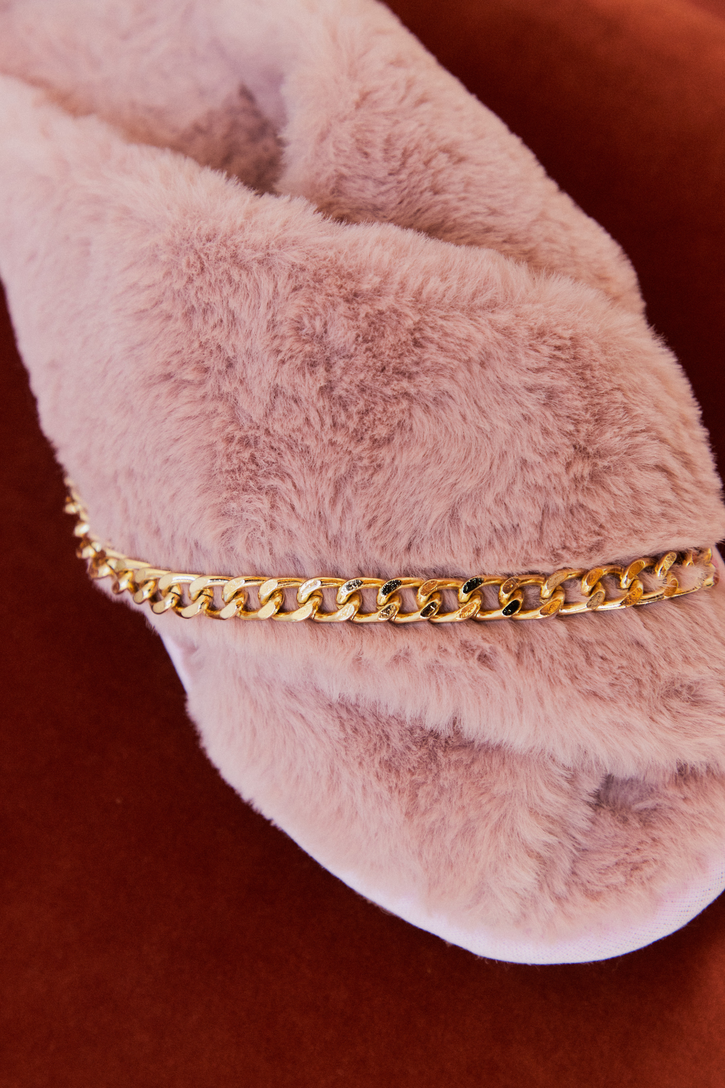 PANTUFLA CRUZADA GOLD ROSA